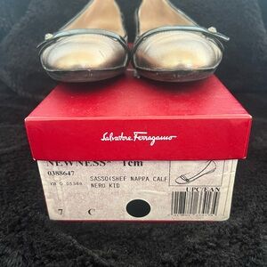 Salvatore Ferragamo Women's Metallic Black Flats